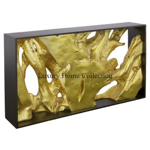 Table console en métal bon marché couleur or et noir Design luxueux aspect attrayant placage brillant Table d'appoint de chambre à coucher faite à la main - Product Image 1