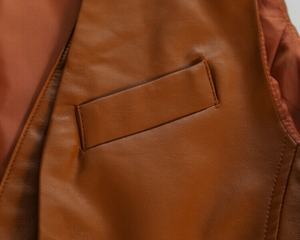 OEM Factory Supplier Original Real Leather Vest Genuine Cowhide Motorcycle <b>Biker</b> <b>Waistcoat</b> Button Closure <b>Biker</b> Leather Vest - Product Image 5