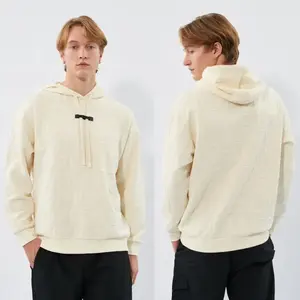 Premium Pullover Hoodie Embossed Logo Pattern Thick Drawstring Contemporary Unisex Fashion Sweater Gym Top - Product Image 2