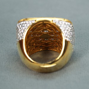 Yellow Gold Lab Grown Moissanite Round and Baguette Cut Engagement <b>Ring</b> with Prong Setting Gold Plated Cute Style - Product Image 3
