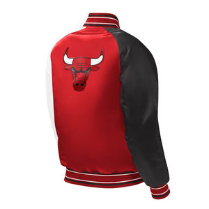 2025 Customized Design Team Chicago Bull & Number Starter bomber <b>jacket</b> / Embroidered Satin bomber <b>Jackets</b> - Product Image 3