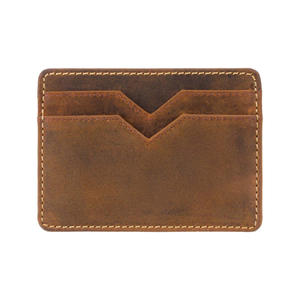 Fashion Genuine Leather Card <b>Holder</b> 35mm Thick Crazy Horse Design Business <b>Wallet</b> with Zipper Closure and ID - Product Image 4