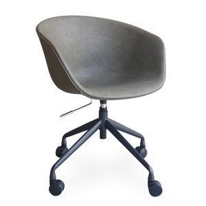 Chaise pivotante réglable moderne GAKH-53PU avec coussin en cuir pour la maison, le bureau ou les salles de conférence, en aluminium et PU durables - Product Image 1