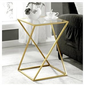 Marco de hierro negro de lujo con mesas laterales superiores blancas de madera, juego de mesa auxiliar decorativa moderna hecha a mano para sala de estar y dormitorio - Product Image 6