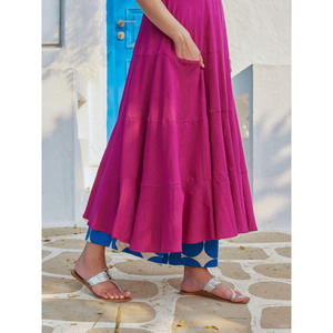 Vestido Maxi Largo de Algodón Rosalie - Cintura Imperio Sólida de Una Pieza de Alta Calidad para el Día o Fiestas - Product Image 5