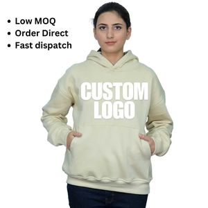 Custom Logo <b>Neutral</b> Women Cotton Oversized Hoodies 400 Gsm Low MOQ Competitive Price RTS Ready to Ship Screen <b>Print</b> Embroidery - Product Image 1