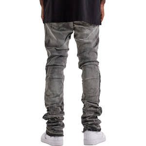 <b>Mens</b> <b>Grey</b> Distressed Denim <b>Jeans</b> Regular Fit Stacked Leg Casual Streetwear <b>Ripped</b> Vintage Washed Cotton XL Mid Waist Breathable - Product Image 2