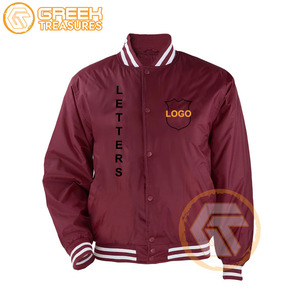 Chaqueta universitaria acolchada de alta calidad con bordado de satén alfa, personalizada para fraternidades griegas, transpirable, de seda para otoño, con cuello alto. - Product Image 5