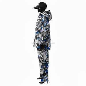 Survêtement coupe-vent pour femmes 190GSM Polyester Tissu coupe-vent Vêtements d'extérieur Logo personnalisé de transfert de chaleur ensembles coupe-vent grande taille - Product Image 3