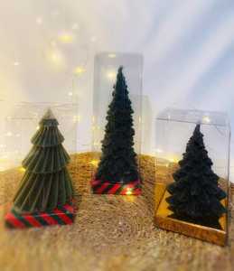 Bougie en cire de paraffine et de soja de Noël, décoration d'intérieur, design moderne, Père Noël et sapin de Noël, ornement de table, fait à la main pour les bars - Product Image 2