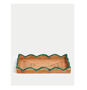 Plateau de service en rotin écologique en bois naturel avec forme de taille tendance pour la maison, les hôtels et les restaurants - Product Image 3