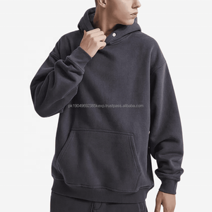 Vendeurs de sweats à capuche personnalisés en gros, sweat à capuche oversize uni sans cordon de serrage, 450 grammes, pour hommes, 80% coton, 20% polyester - Product Image 1