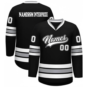 Maillots de hockey personnalisés en usine, style fan, haute qualité, écologiques, avec logo couleur personnalisé, respirants et à séchage rapide - Product Image 1