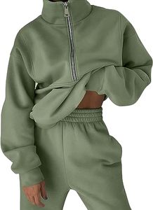 Ensemble de survêtement personnalisé 2026 pour femme en polaire, 2 pièces : sweat-shirt à demi-zip et pantalon de jogging - Product Image 5