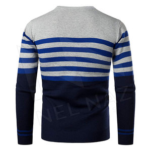 Suéter de manga larga con cuello redondo grueso de algodón tejido a mano poliéster de talla grande transpirable para hombre recién llegado - Product Image 2