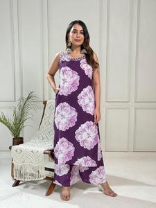 Best Printed Rayon A Line Sleeveless Cordset <b>kurti</b> Stylish Womens Casual Ethnic Wear for Home Office and Everyday Fashion - Product Image 6