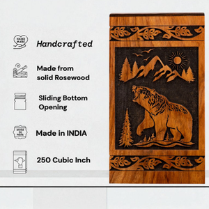 AYAANS-Caja de madera personalizada para cenizas, urna de cremación con grabado láser, contenedor de madera maciza natural, urna funeraria para adultos - Product Image 6