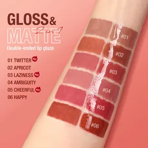 O.TWO.O 2 IN 1 Matte Finish Lip Gloss Glaze Lip Oil Waterproof Long Wear 6 Colors Lip Makeup For Wholes