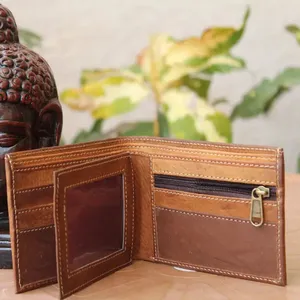 Dompet kulit pemblokir RFID bermerek, 2024 dengan klip uang untuk pria saku depan ramping pemegang kartu kredit kulit Dompet Pintar
