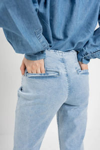 Custom Jean Label Button <b>Denim</b> Jean Pants Woman Breathable Pants <b>Denim</b> Cotton Jeans OEM Casual Style <b>Denim</b> <b>Fabric</b> Zipper Waist - Product Image 5