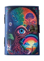 Ojo de la naturaleza impreso libro de hechizos en blanco de sombras diario con cerradura Vintage hecho a mano cuero genuino Deckle papeles artísticos libro de notas