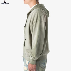 OEM Bán Buôn Người Đàn Ông Của Cổ Điển Axit Rửa Hoodies Biểu Tượng Tùy Chỉnh Chữ Phun In 100% Bông Heavyweight Zip up Hoodies Cho Nam Giới - Product Image 5
