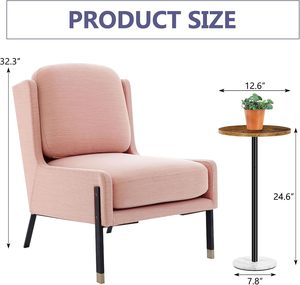 Wooden <b>Side</b> <b>Table</b> Outdoor Drink <b>Table</b> for Cocktail <b>Table</b> with <b>White</b> Marble Weighted Base for Patio Deck Rustic Brown - Product Image 2