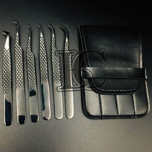 Pinzas de alta calidad Pinzas de extensión de pestañas negras Embalaje Forma cuadrada Bajo MOQ Papel sostenible Plástico visón - Product Image 2