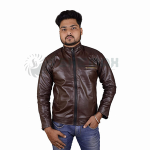 Chaqueta de cuero para hombre slim fit elegante moto look forro transpirable bolsillos con cremallera frontal construcción duradera ideal para el uso diario - Product Image 1