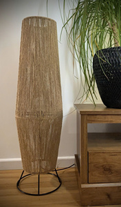 Abat-jour en paille de raphia de jute vintage du milieu du siècle corps en fer à 3 couches pour salon vente en gros - Product Image 3