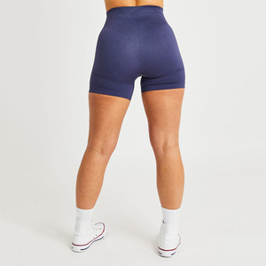 Pantalones para correr de algodón elástico de cintura alta para mujer, pantalones cortos de gimnasio azul de verano con logotipo personalizado, ajuste holgado para Yoga, tela deportiva informal para motorista - Product Image 2