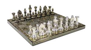 16"X16" Wooden <b>Folding</b> <b>Chess</b> Game <b>Board</b> Set+ Brass Roman Figure Pieces Gift Home Decor Playing Kid - Product Image 3