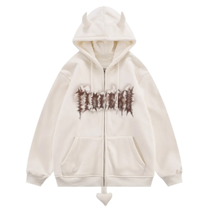 Sudadera con Capucha para Hombre, de Algodón 100%, Gruesa, Estampada, de Alta Calidad OEM, Estilo Casual, Urbano, para Invierno, con Cuernos - Product Image 4