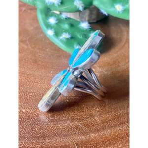 Bague en turquoise de Royston et argent sterling, fabrication Navajo, taille 7.5, bijou culturel de collection - Product Image 4
