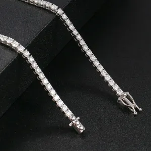 สร้อยเทนนิสมอยส์ซอไนท์เงินสเตอร์925ประดับโซ่ทรงกลมแบบคลาสสิก - Product Image 1