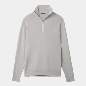 Pull en coton chaud d'hiver à col zippé mi-haut de style nouveau, tricoté, vêtement en laine pour hommes d'Europe et d'Amérique - Product Image 1
