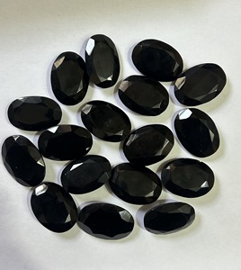 หินแก้วสองชั้นสีดำนิลเป็นคู่หินสีดำเจียระไนทั้งสองด้านสำหรับทำเครื่องประดับรูปทรงรีหินแก้วคู่ - Product Image 3