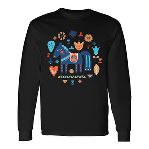 Camiseta de manga larga con diseño de caballo Dala sueco, arte popular nórdico, tradición sueca - Product Image 2
