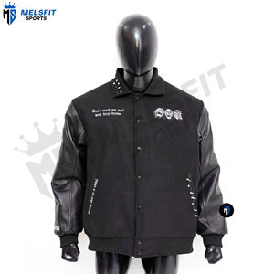 Vestes universitaires pour hommes en gros 2025, patchs brodés personnalisés, col montant, veste d'hiver - Product Image 1