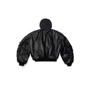 Meilleure vente Veste en cuir imperméable pour hommes Veste en cuir à capuche pour hommes - Product Image 2