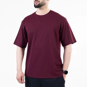 T-shirt décontracté à manches courtes pour homme, couleur unie, 100 % coton, personnalisable, respirant, coupe oversize, haute qualité, 180g - Product Image 1