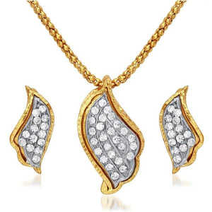 Kriaa Fine Jewelry <b>Set</b> <b>Gold</b> Plated Necklace with White Austrian Stone 2102306 Model - Product Image 1