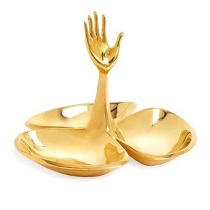 Support en acier inoxydable avec métal doré en forme de main Bol à noix et fruits secs Vaisselle Bols de service aux fruits profonds Fournisseur de l'Inde - Product Image 1