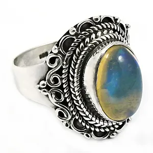 Opal Gemstone Ring For Wedding women 925 Sterling Silver Handmade Jewelry Fine Silver Wholesaler India