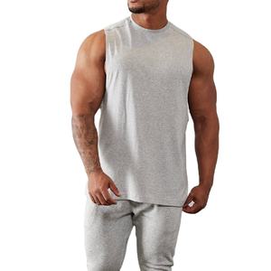 OEM Service wholesale plain thick cotton gym tank tops for men <b>black</b> sleeveless sportswear designed for durability and comfort - Product Image 1