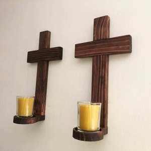 Cruces de pared de madera hechas a mano asequibles, candelabros votivos, Cruz decorativa para bodas, bautizos e interiores de iglesias - Product Image 4