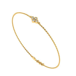 Bracelet en or 14 carats certifié avec 0,1 ct de diamants véritables, élégants bracelets en or jaune avec diamants - Product Image 3