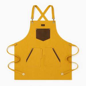 Tablier de cuisine en cuir multi-poches avec tissu en toile et logo personnalisé pour le personnel des restaurants et de la restauration - Product Image 2