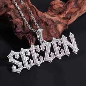 Pendentif SEEZEN serti de diamants en moissanite, bijoux hip-hop personnalisés, pendentif en diamant pour homme - Product Image 2