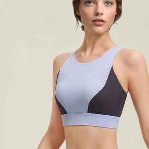 New Contrast Color Strappy Sports Bra With <b>Pad</b> Cross Back Sports Bra Yoga Fitness <b>Running</b> Training Workout Tops For Women - Product Image 5